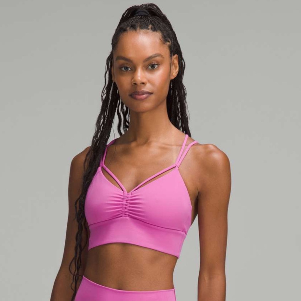 Lululemon Nulu Strappy V-Neck Yoga Bra Sports Bra Pow Pink Tone 8 NWT